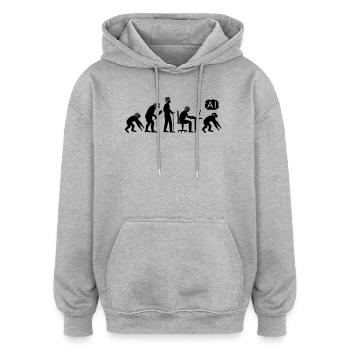 Évolution IA - Sweat à capuche oversize unisexe - gris chiné - Devant - Noah (186cm)