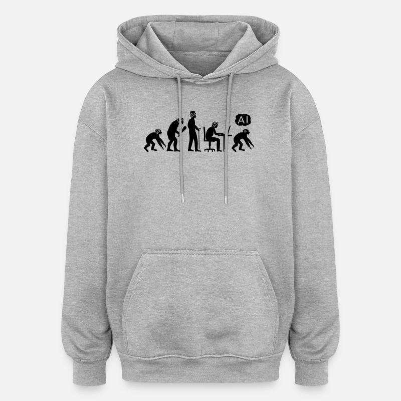 Évolution IA - Sweat à capuche oversize unisexe - gris chiné