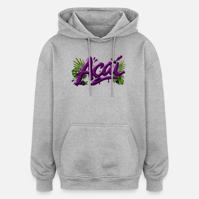 Design des lettres Açai Berries - Sweat à capuche oversize unisexe - gris chiné