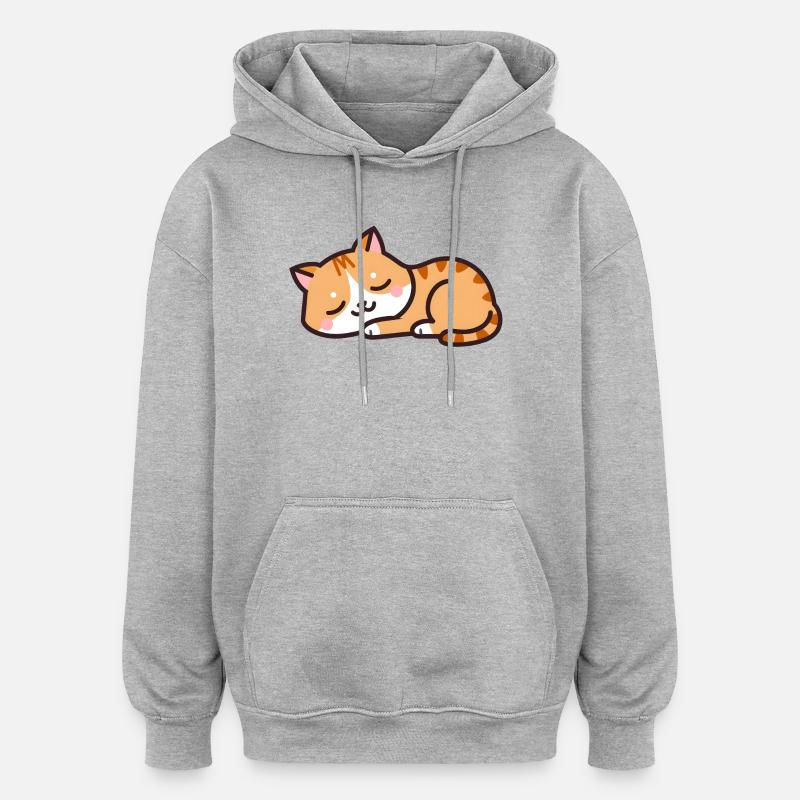 sleeping cat - Oversized Unisex Hoodie - heather grey