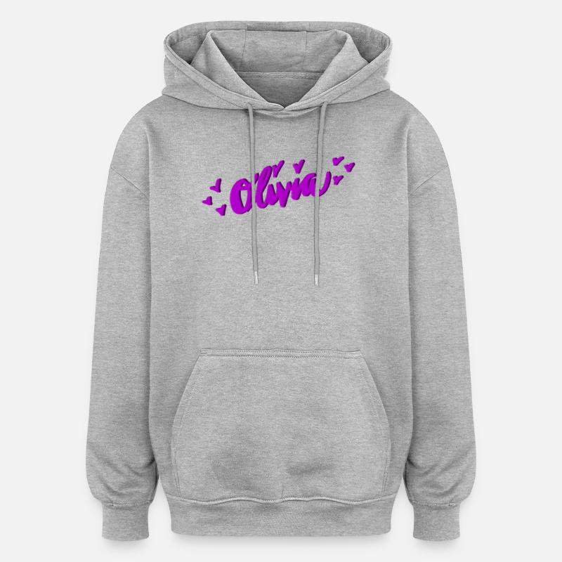 Olivia - Sweat à capuche oversize unisexe - gris chiné