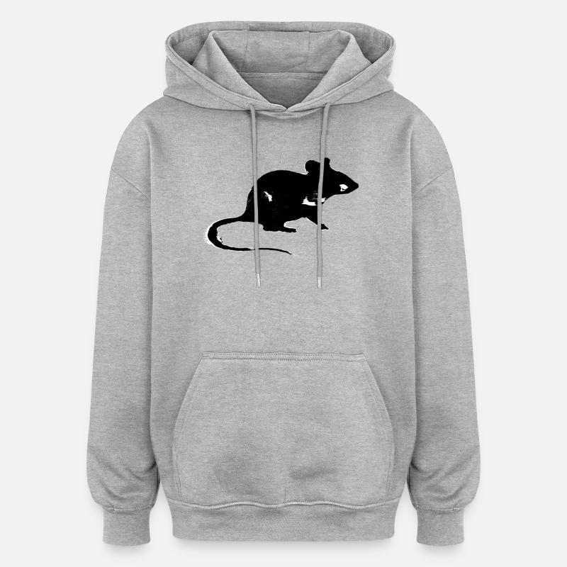 Rat - Sweat à capuche oversize unisexe - gris chiné