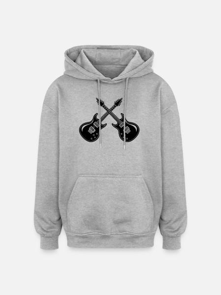 Guitare électrique - Sweat à capuche oversize unisexe - gris chiné