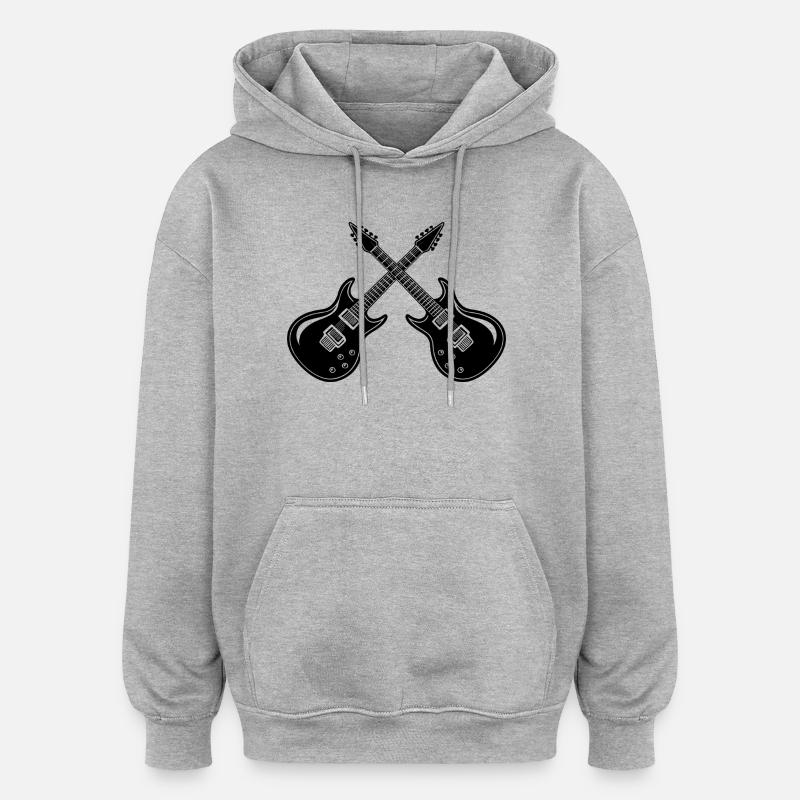 E-Gitarre - Oversized Unisex Hoodie - Grau meliert