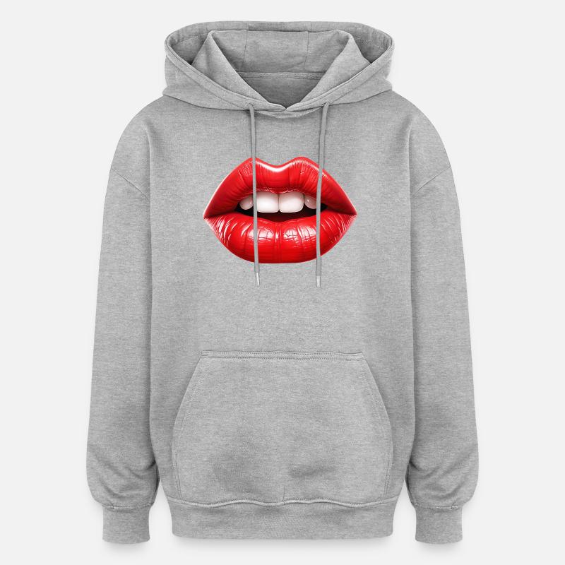 Lipps, Design #4 - Oversized Unisex Hoodie - heather grey