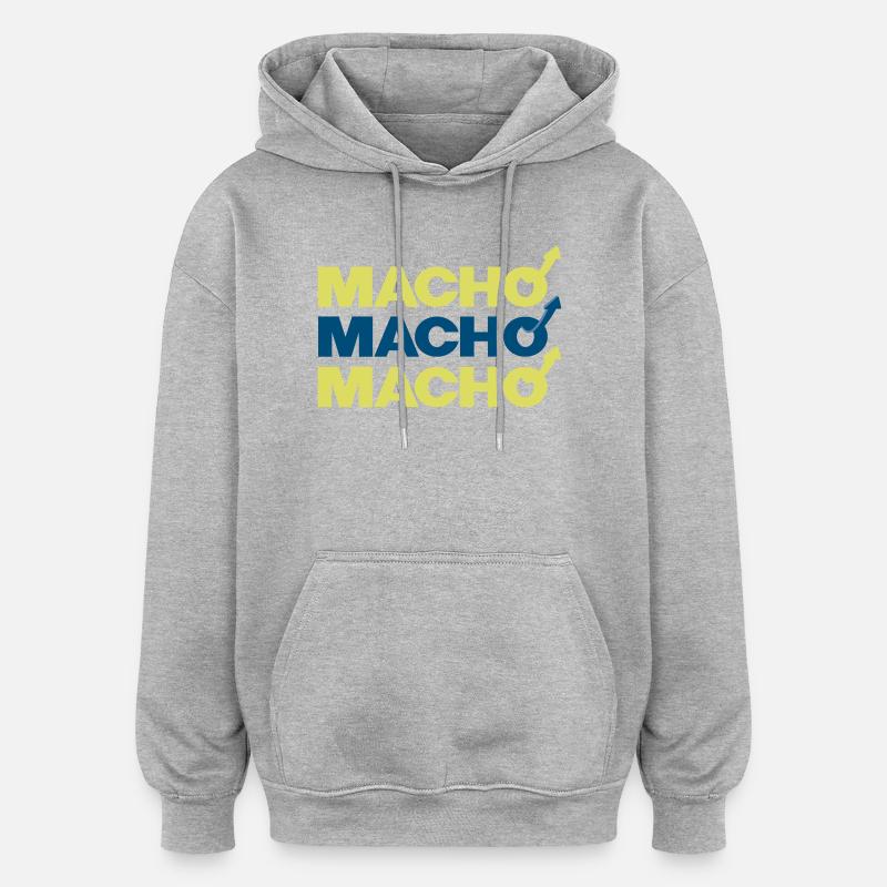 Macho - Sweat à capuche oversize unisexe - gris chiné