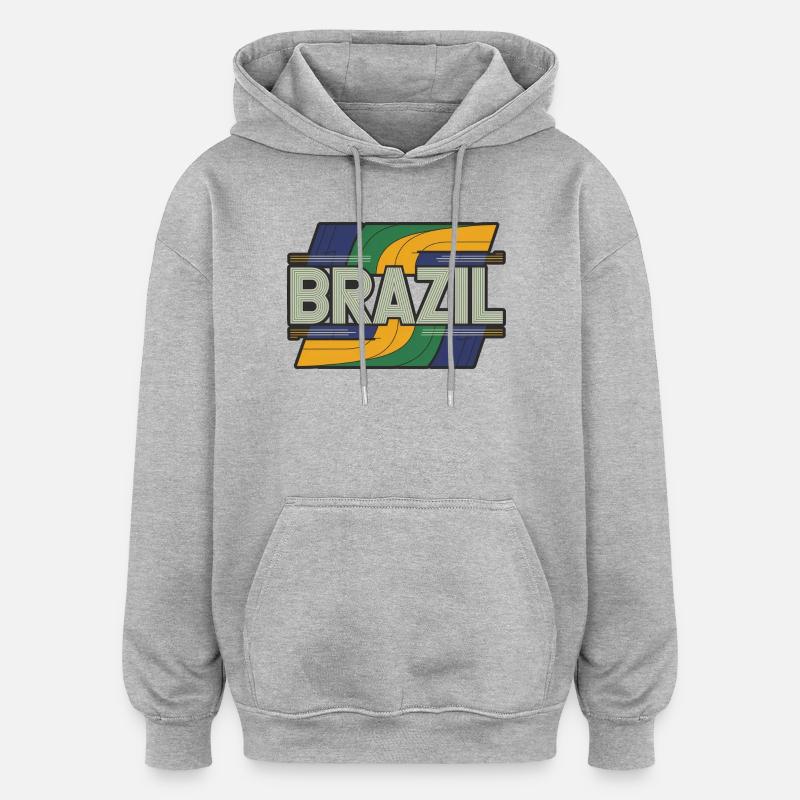 Brésil - Sweat à capuche oversize unisexe - gris chiné