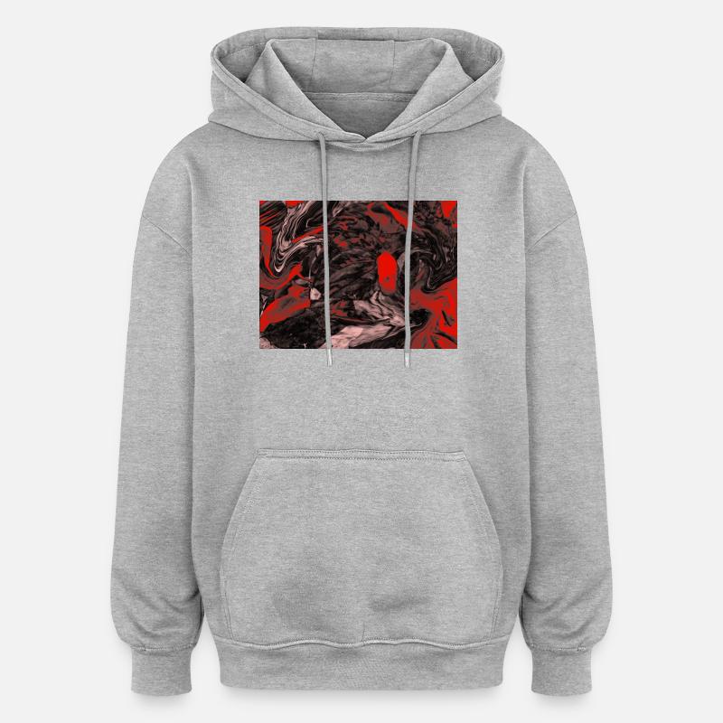 Motif tourbillon de marbre rouge - Sweat à capuche oversize unisexe - gris chiné