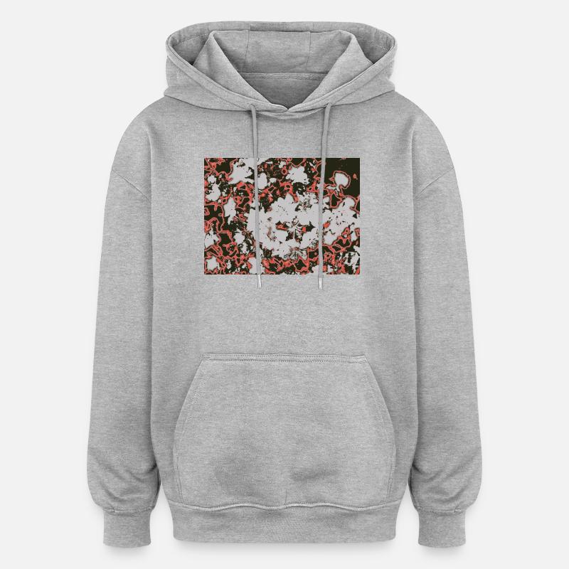 Roter Nebel-Abstractmuster - Oversized Unisex Hoodie - Grau meliert