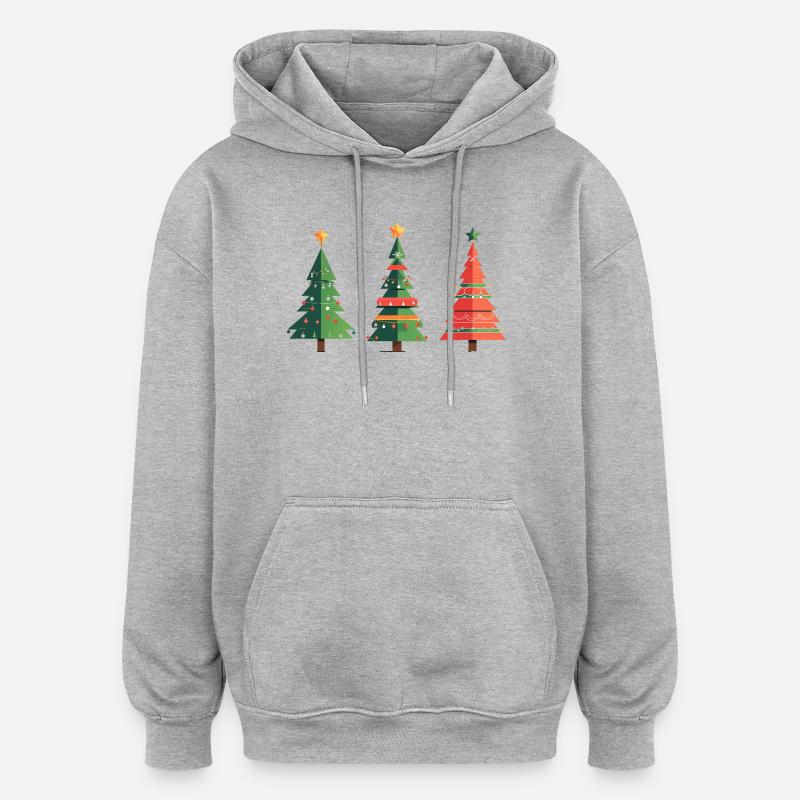 Triple Christmas Tree Pattern - Oversized Unisex Hoodie - heather grey