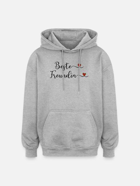 Beste Freundin Herz Geschenk - Oversized Unisex Hoodie - Grau meliert