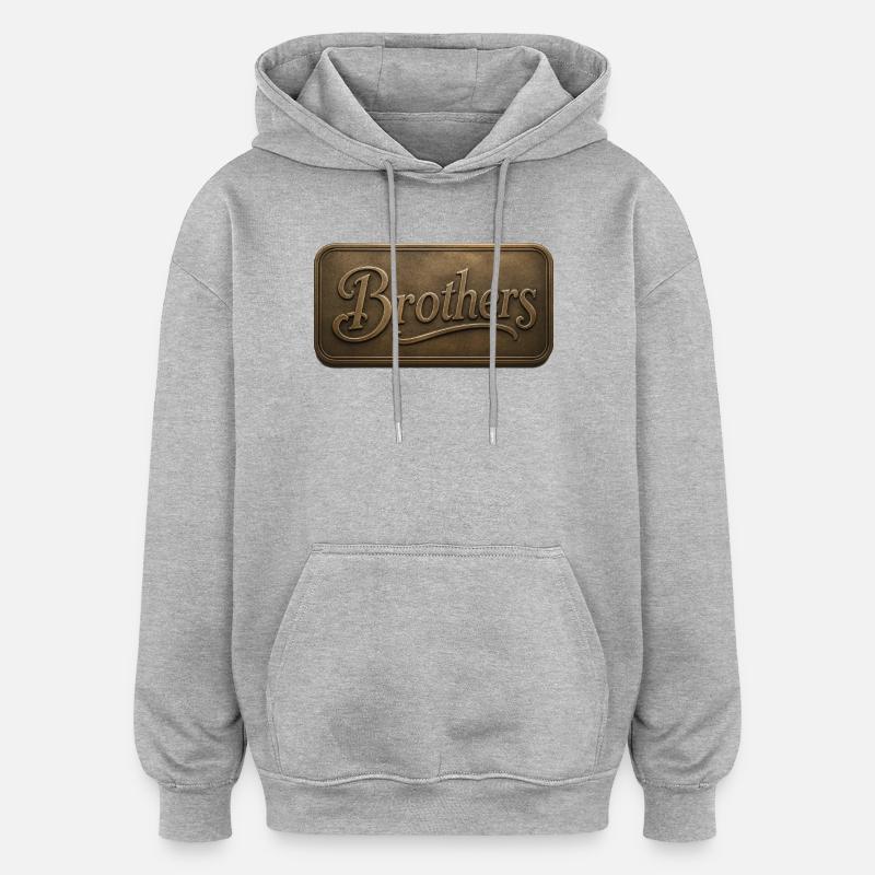 Brüder Bronzerelief Plakette - Oversized Unisex Hoodie - Grau meliert