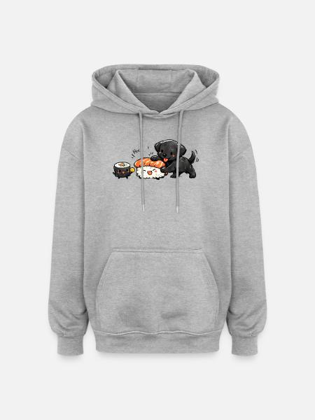 Kawaii Dog Meets Sushi - Oversized Unisex Hoodie - heather grey