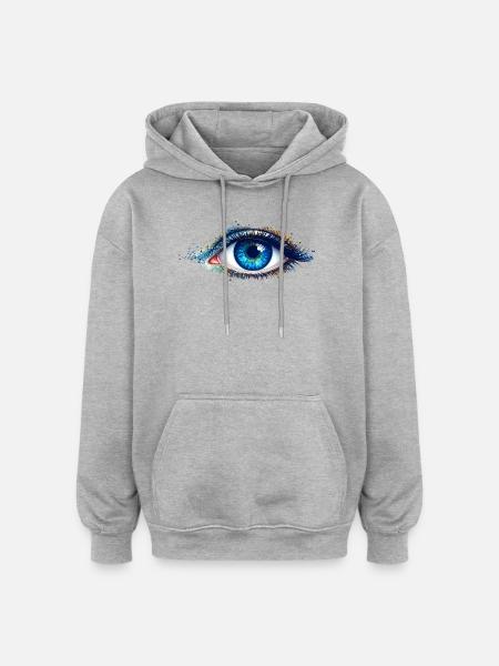 Blaues Auge Farbenspiel - Oversized Unisex Hoodie - Grau meliert