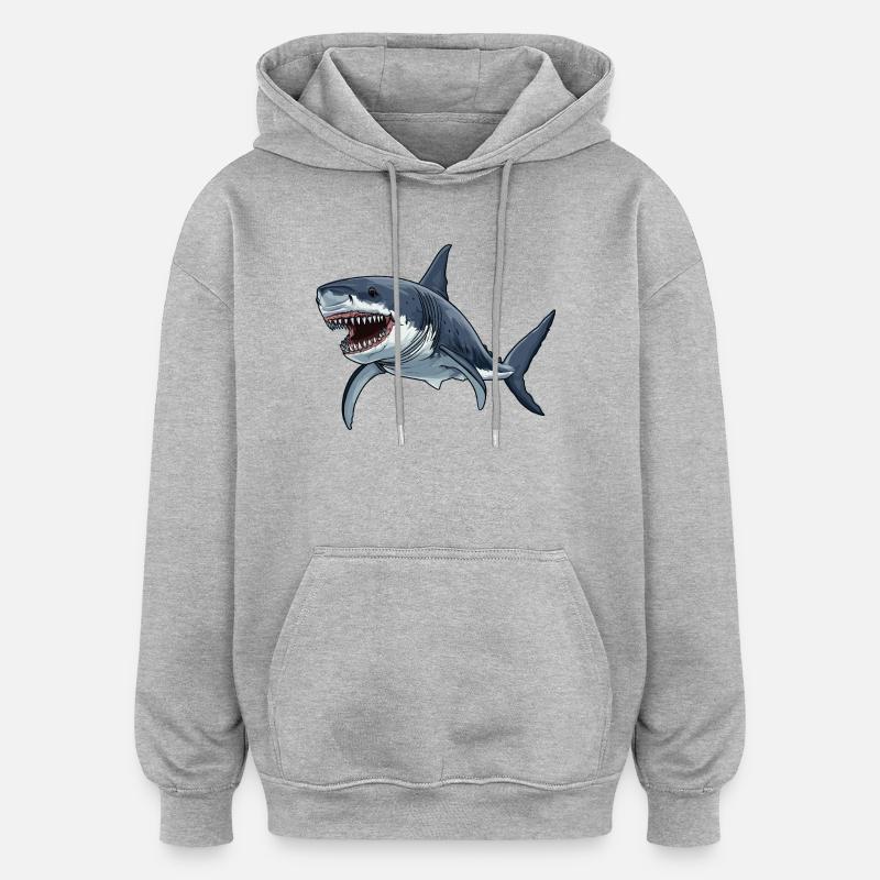 Requins Requin - Sweat à capuche oversize unisexe - gris chiné