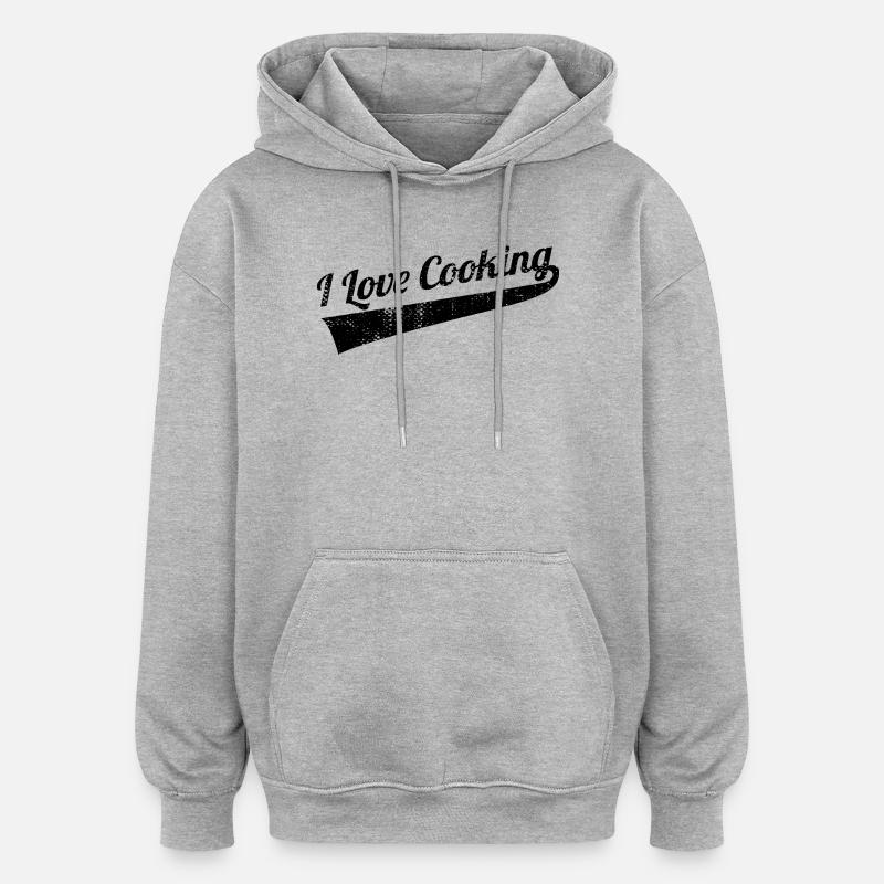 J’adore cuisiner - Sweat à capuche oversize unisexe - gris chiné