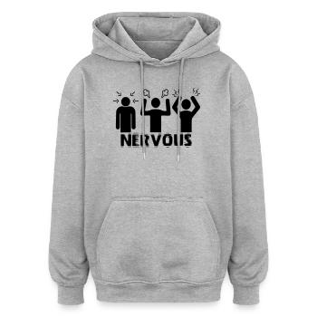 Nervös - Oversized Unisex Hoodie - Grau meliert - Vorne - Noah (186cm)