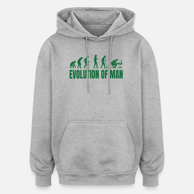 Evolution of Man Programmierer IT - Oversized Unisex Hoodie - Grau meliert