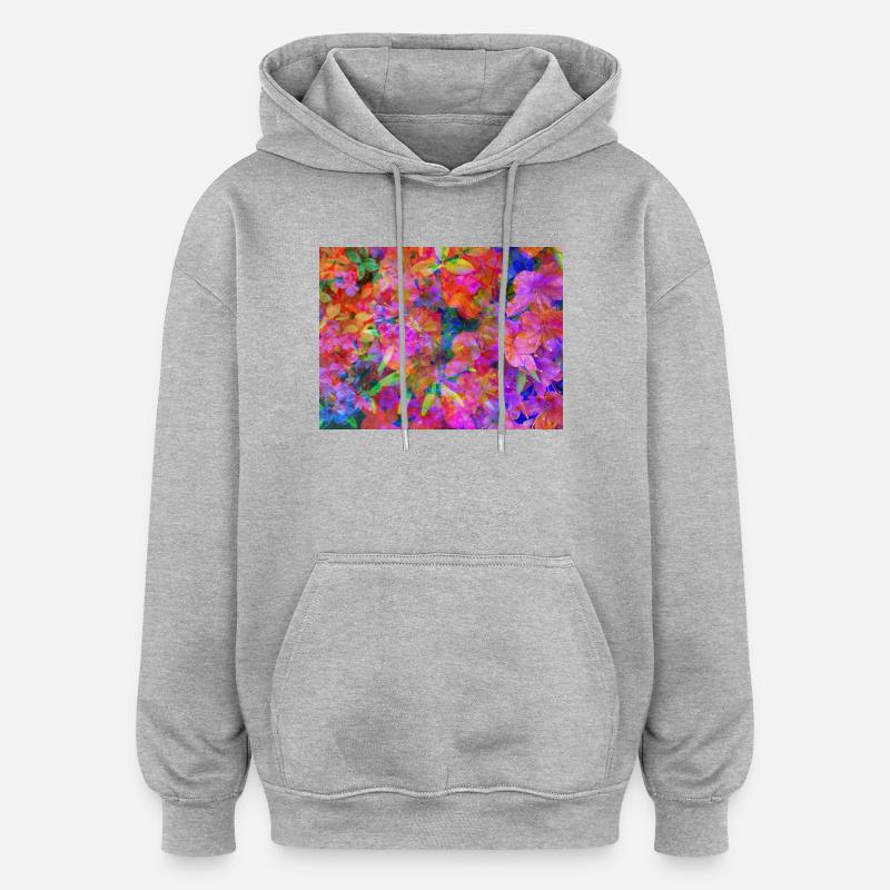 Farbexplosion Blüten-Collage - Oversized Unisex Hoodie - Grau meliert