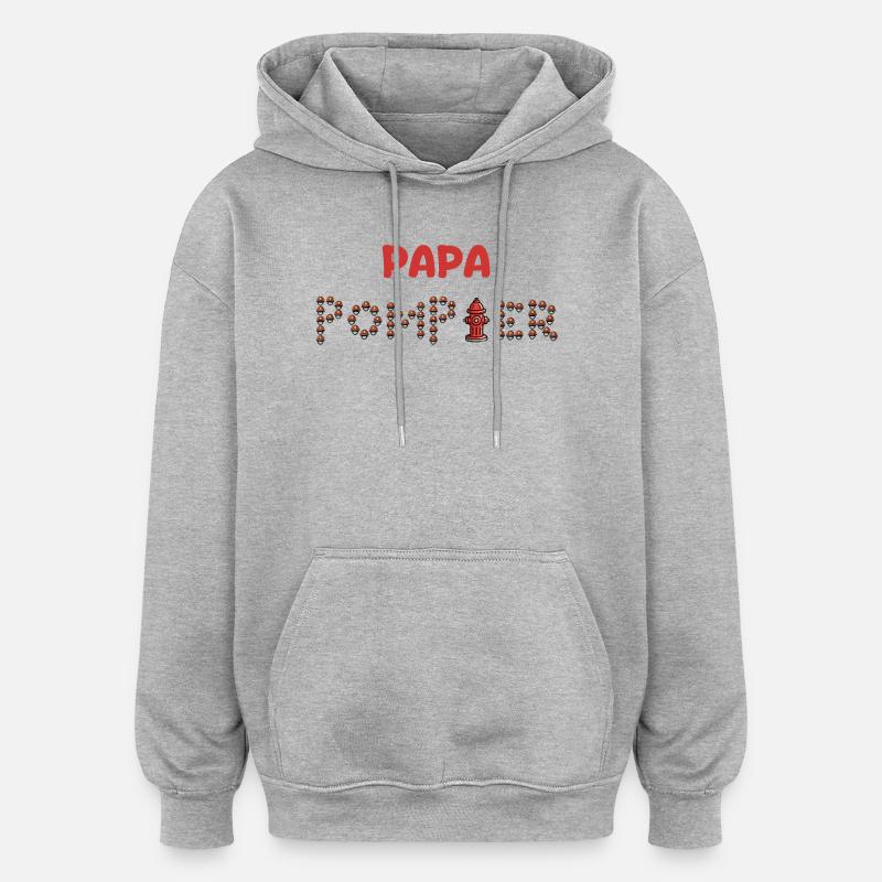 Papa_pompier - Sweat à capuche oversize unisexe - gris chiné