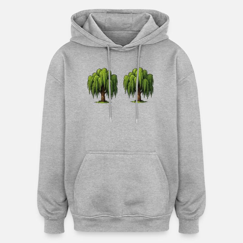 Double Willow Tree Scene - Oversized Unisex Hoodie - heather grey