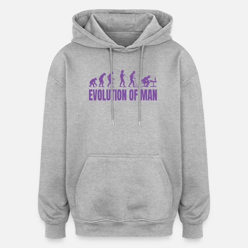 Programmierer Computerfreak Evolution Retro - Oversized Unisex Hoodie - Grau meliert