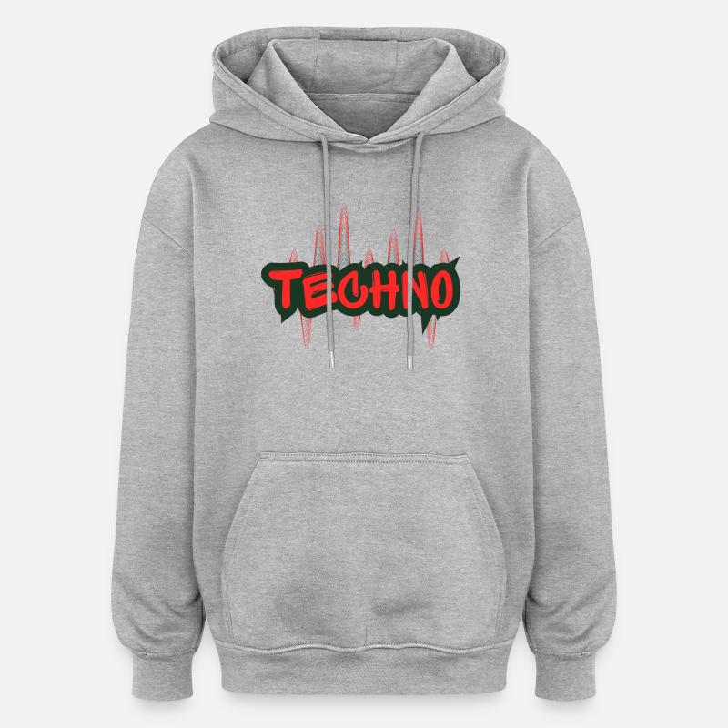 Nuit Techno Graffiti - Sweat à capuche oversize unisexe - gris chiné