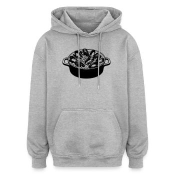 marmite_de_moules - Oversized Unisex Hoodie - Grau meliert - Vorne - Noah (186cm)