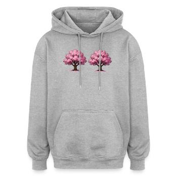 Cherry Blossom Tree Art - Oversized Unisex Hoodie - heather grey - Front - Noah (186cm)