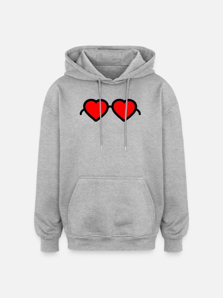 Heart Glasses - Oversized Unisex Hoodie - heather grey