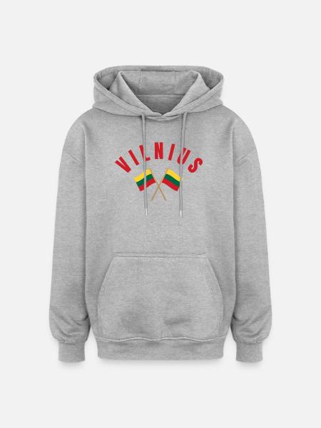 Vilnius Crossed Lithuanian Flags Emblem - Oversized Unisex Hoodie - heather grey
