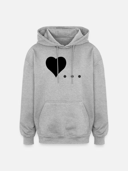 Heart with Three Dots – Symbol Design - Oversized Unisex Hoodie - heather grey