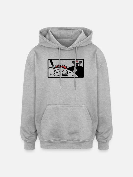 Minigolf Retro Cartoon Golfball JGA Team - Sweat à capuche oversize unisexe - gris chiné