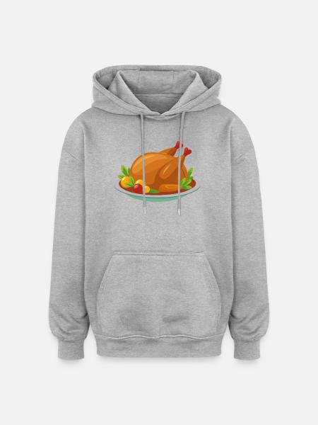 Dinde rôtie - Sweat à capuche oversize unisexe - gris chiné