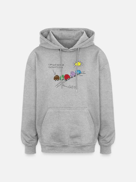 Entgleisender Gesichtszug - Oversized Unisex Hoodie - Grau meliert