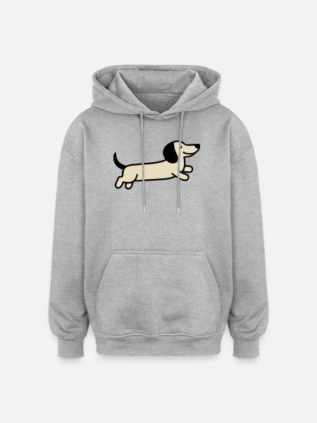 Dachshund Dog Running Dog Owner Walk - Oversized Unisex Hoodie - heather grey