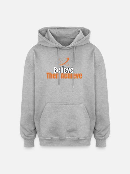 Glauben und dann Motivationszitat erreichen - Oversized Unisex Hoodie - Grau meliert