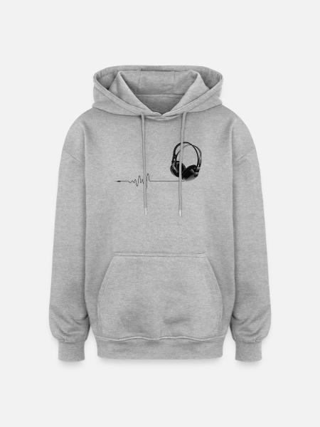Lifeline Music Headphone ECG DJ - Sweat à capuche oversize unisexe - gris chiné