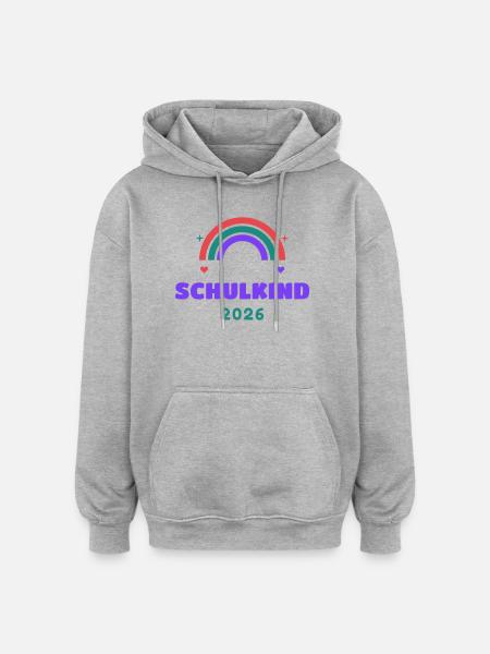 Schulkind 2026 Regenbogen - Einschulung - Oversized Unisex Hoodie - Grau meliert