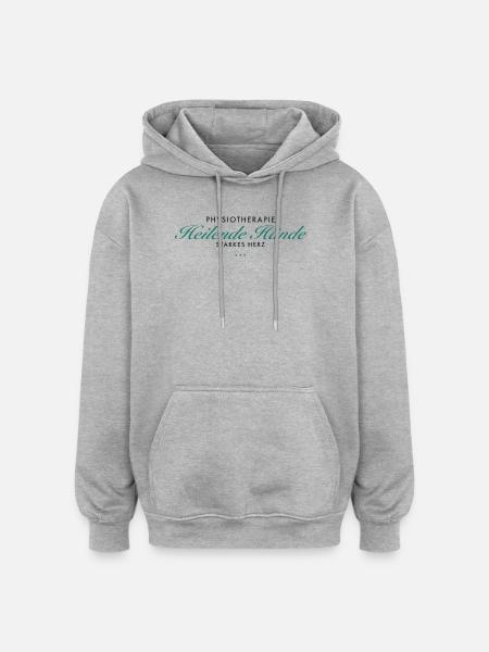 Heilende Hände – Starkes Herz - Oversized Unisex Hoodie - Grau meliert