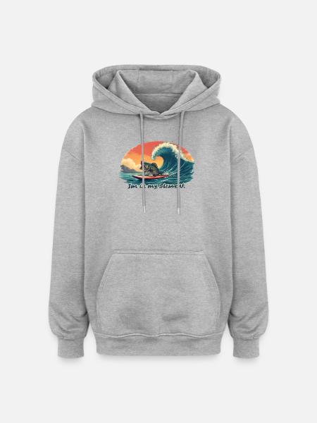 I'm in my element - Surfing fish - Oversized Unisex Hoodie - heather grey