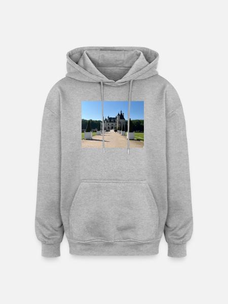 Château de Chenonceau - Sweat à capuche oversize unisexe - gris chiné