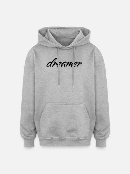 Dreamer Minimalist Saying T-Shirt - Oversized Unisex Hoodie - heather grey