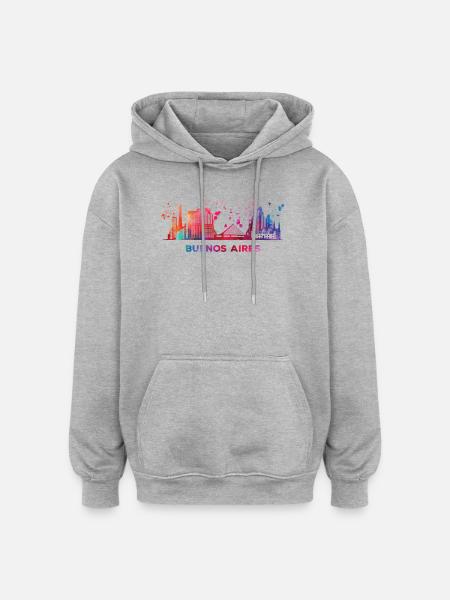 Portenos Skyline Buenos Aires - Oversized Unisex Hoodie - Grau meliert
