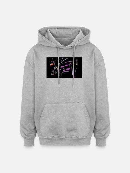 pourpre - Sweat à capuche oversize unisexe - gris chiné