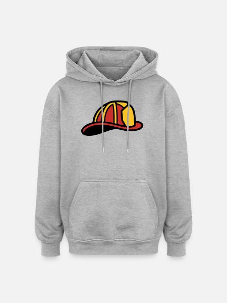 Feuerwehrhelm Retter Icon - Oversized Unisex Hoodie - Grau meliert