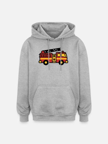 Icône camion de pompiers - Sweat à capuche oversize unisexe - gris chiné