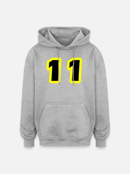 11 Symbole numérique - Sweat à capuche oversize unisexe - gris chiné