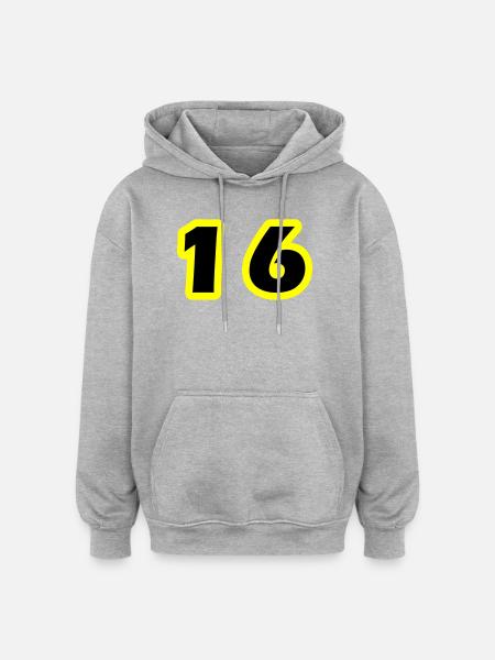 16 Number symbol - Oversized Unisex Hoodie - heather grey