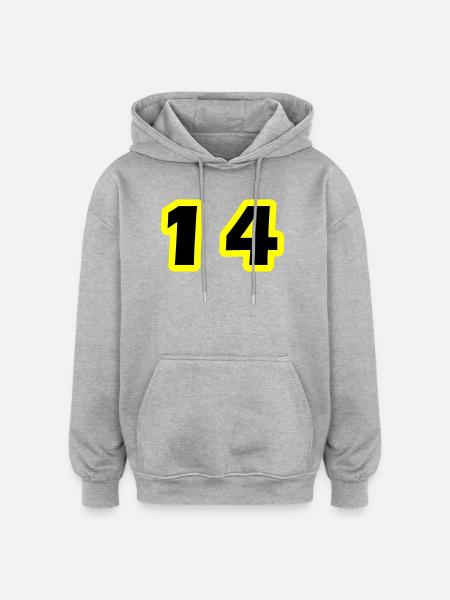14 Symbole numérique - Sweat à capuche oversize unisexe - gris chiné
